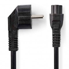 Cable de alimentación trébol CEE7 acodado/M-C5/H IEC-320-C5 5 Metros NEGRO