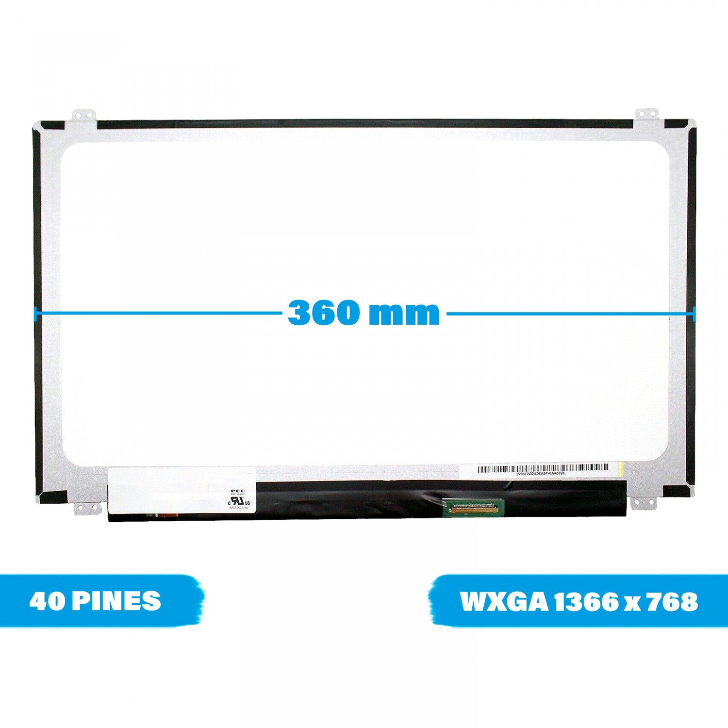 thumbnail image 2 of 15.6" Laptop LCD Screen Replacement - N156BGE-L41 Rev C5 - HD 1366x768, 40 Pin LED Display 2 of 4